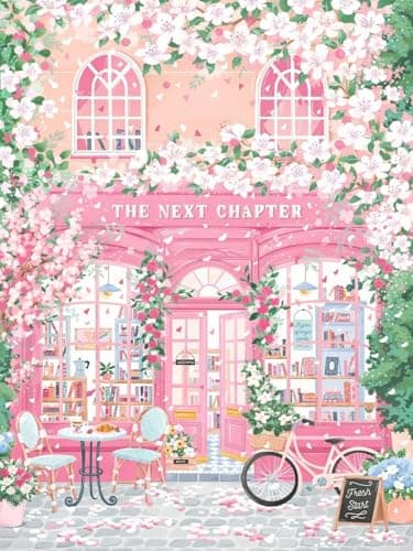 Eterkosu Pink Shop Diamond Art Painting Kits for Adults DIY City Scenery 5D Paint with Diamonds Gem Art Painting Kits DIY Round Full Drill Diamond Dots Paintings Adult Crafts