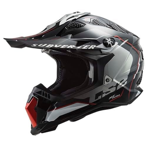 LS2 Helmets MXOff Road Subverter Evo Helmet Arched Gloss BlackRedSilver Medium