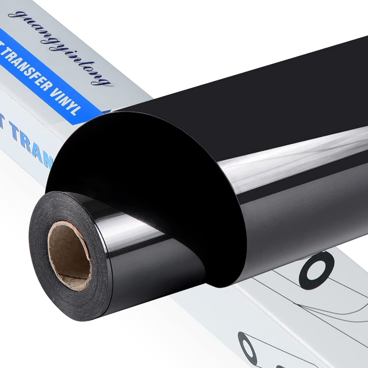 Guangyintong Black HTV Rolls 12 x 40ft Glossy Surface Easy Cut Weed Fade Resistant For TShirts Sportswear Aprons Pillows