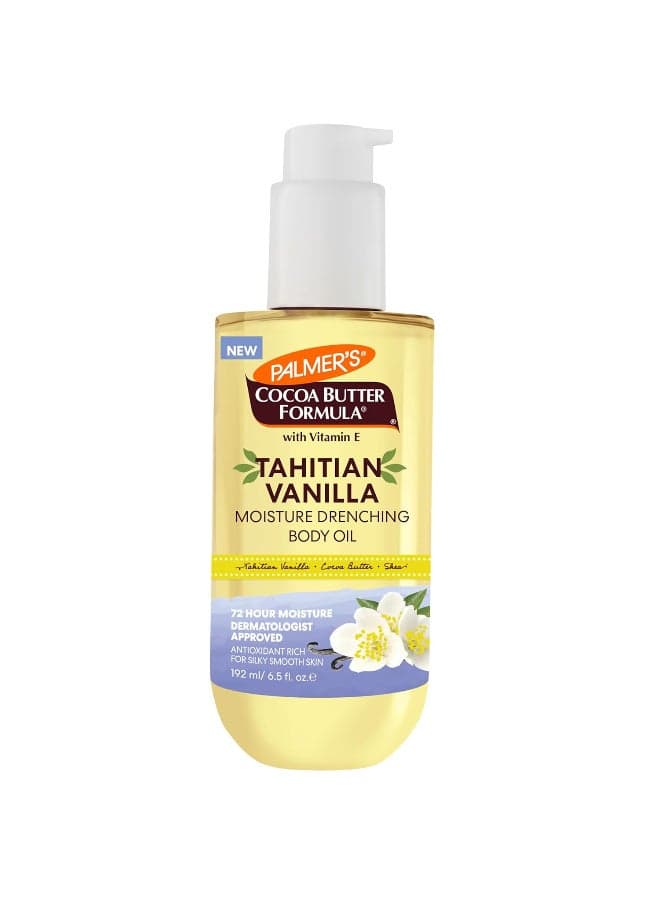 Cocoa Butter Formula Body Oil, Moisture Drenching Tahitian Vanilla, 6.5 Oz, 72Hr Hydration with Shea Butter u0026 Vitamin E for Softer Skin, Protects u0026 Soothes Dryness, Dermatologist Approved