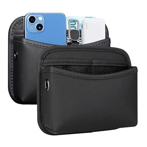 SOOPII 2Pack Car Seat Side Storage Pocket PU Leather Small Organizer Multifunctional Console Side Organizer Bag for PhoneKeys Sunglass and Wallet Black