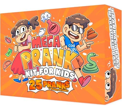 DIMROM Prank Kit for Kids 25 Gags Practical Joke Toys Prank Stuff for April Fools Ultimate Practical Jokes Gag Gifts for Kids Big Funny Toys Pack Set Box Bonus Inside