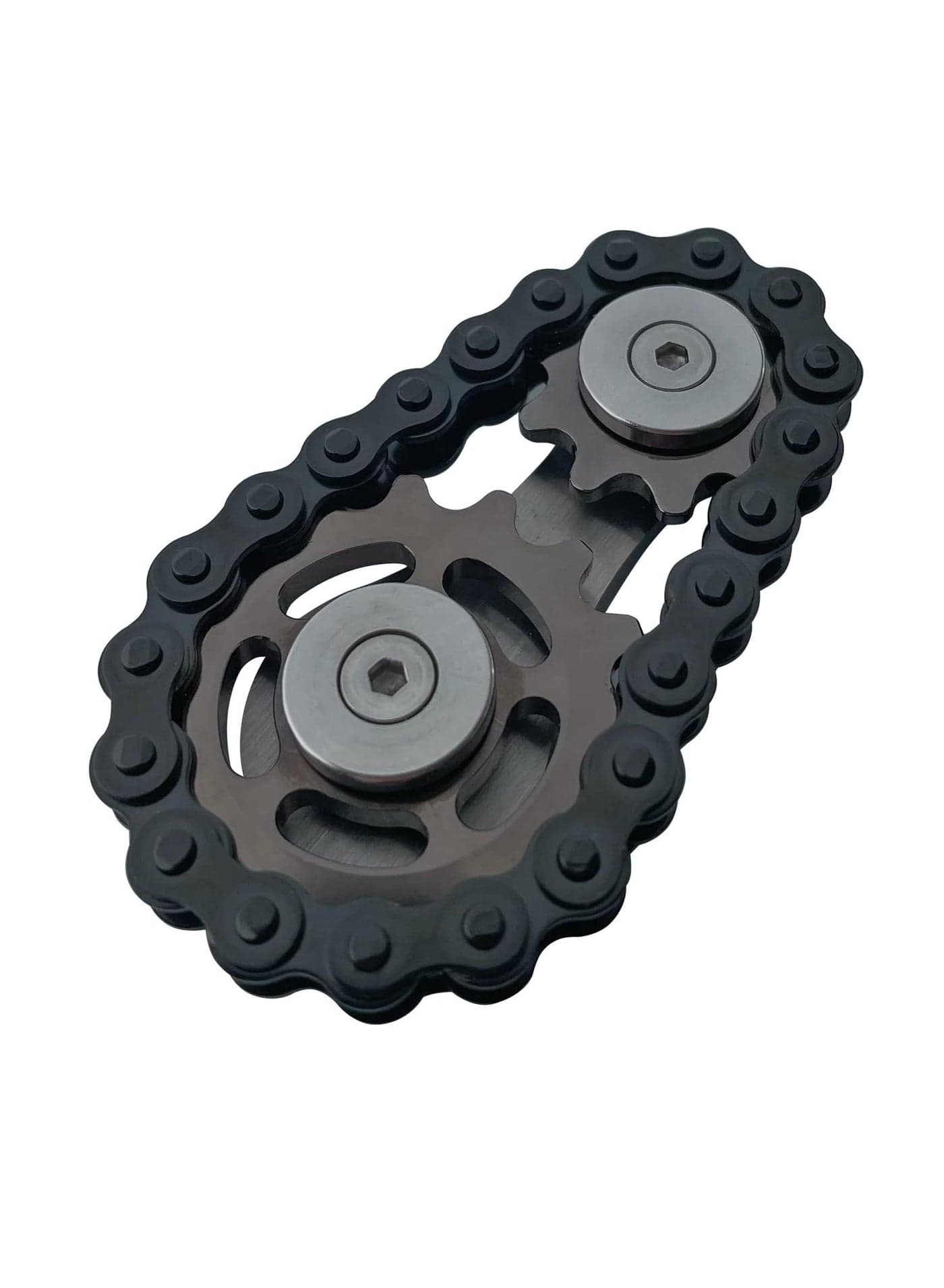 Bike Chain Gear Fidget Spinner Metal Sprocket Stress Relief Toy Stainless Steel Durable Mechanism Smooth Bearing EDC Novelty Gadget Black