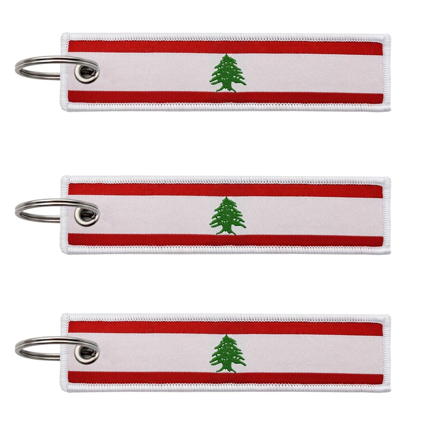LLBFHH 3 Pcs Lebanon Lebanese Country Flag KeychainWoven label Key Chains for Car KeysFabric Key Chains Men and WomenUsed for Various Decorations