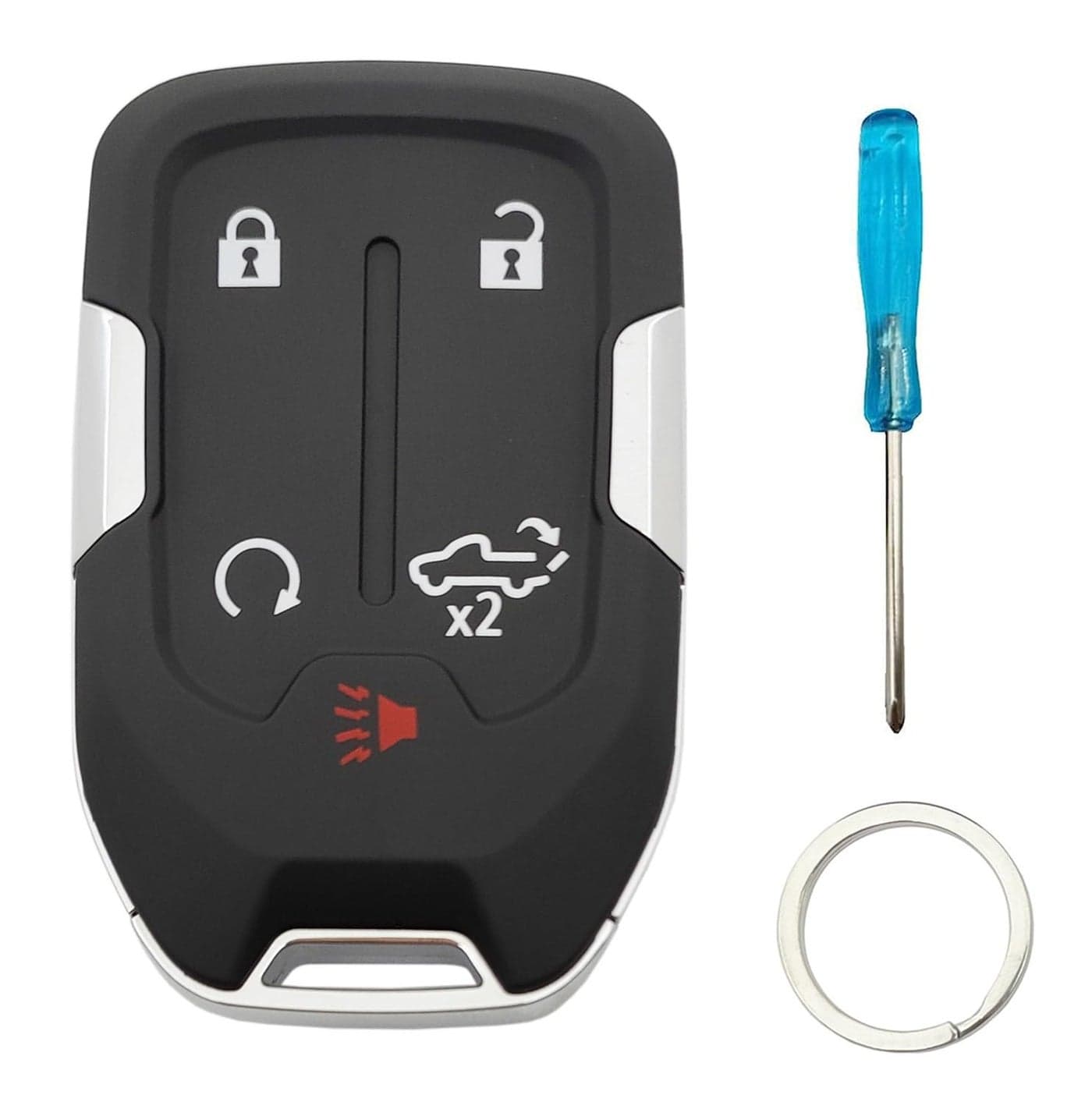 Smart Key Fob Cover Case Shell fit for 2022 2021 2020 2019 Chevy Silverado and GMC Sierra 1500 2500HD 3500HD Keyless Entry Remote Key Fob (Without Chip, 5 Buttons)