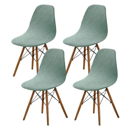 EcoAncheng Shell Chair Covers Mid Century Modern Dining Chair Covers Jacquard Lounge Armless Chair Cover Washable Chair Protector Stretch Slipcovers for KitchenDining Room and Living RoomSet of 4