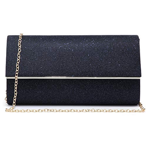 Dasein Women's Evening Bag Glitter Clutch Wedding Bridal Purse Sparkle Cocktail Party Prom Handbag (Navy Blue)