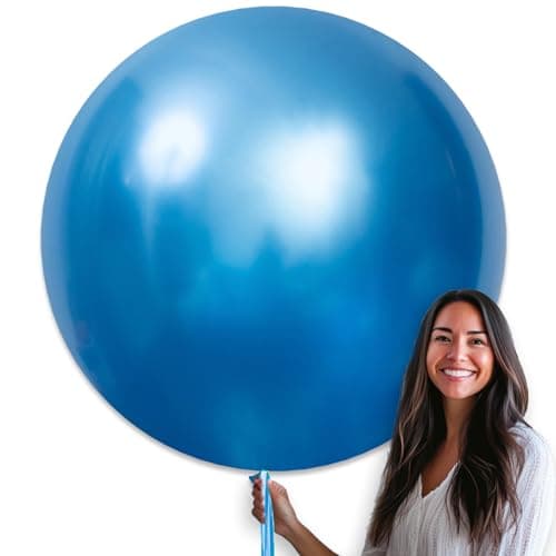 PartyWoo Metallic Blue Balloons 4pcs 36 Inch Chrome Blue Latex Helium Balloons for Graduation Wedding Baby Shower Engagement Baby Shower Wedding Bachelorette Birthday Party Decorations BlueG106