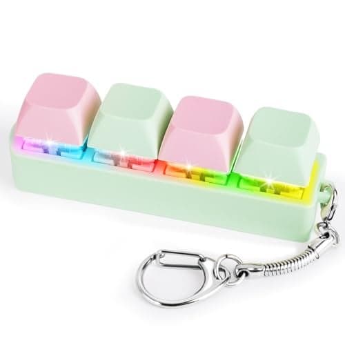 Keyboard Fidget Toy for Adults Keyboard Clicker with LED Light Keychain Fidget Stress Relief Sensory Toy