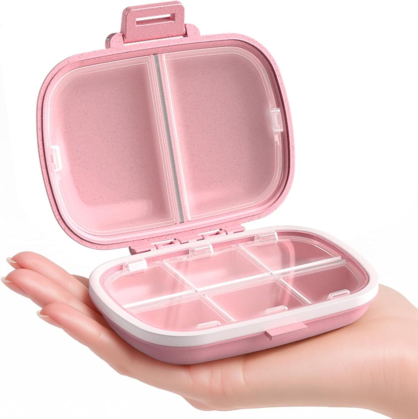 Portable Pink Pill Organizer for Daily Use