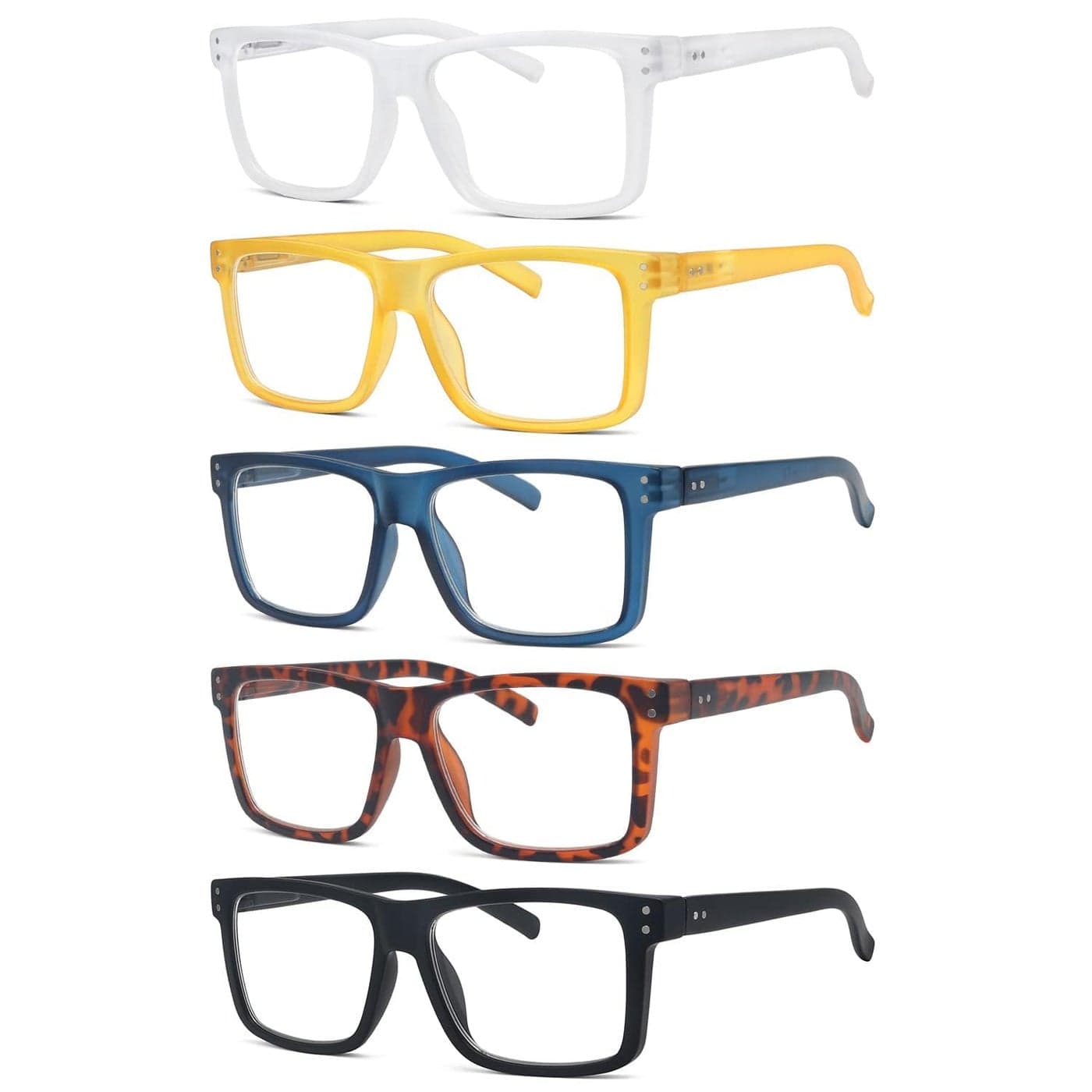Eyekepper 5pack Oversized Reading Glasses Square Large Frame Readers for Men and Women 175