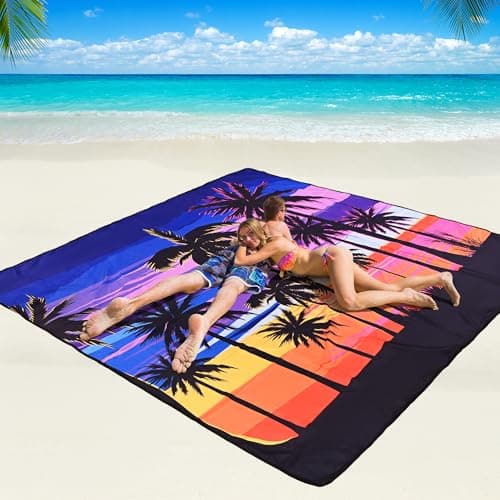 WIWIGO Beach Blanket Waterproof Sandproof Beach Mat 79 X 83 10x9for 28 Adults Quick Drying Outdoor Picnic Mat Beach Accessories for Travel Camping Hiking