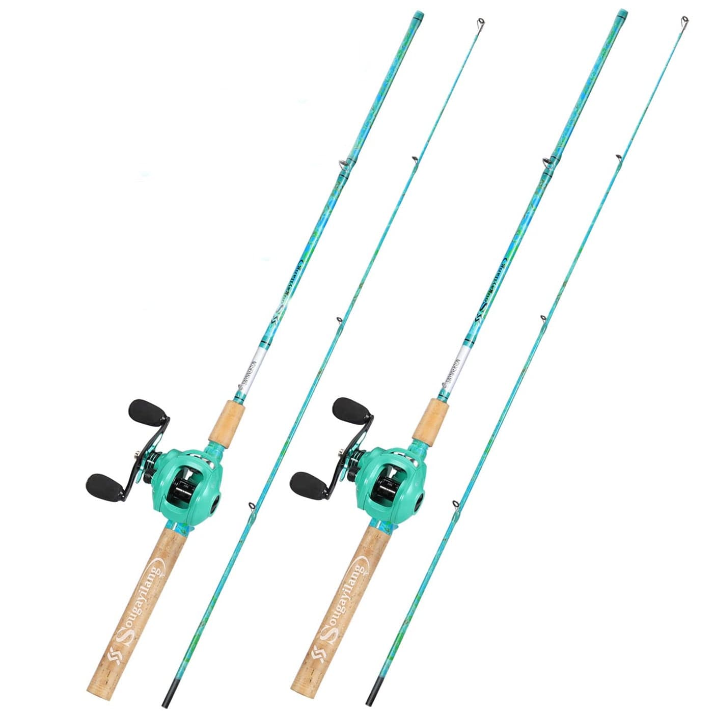 Sougayilang Fishing Rod Combo 2Piece 5Foot 6Inch Graphite Fiberglass Rod Durable and Strong Quickset AntiReverse Fishing ReelLeft Handed2Pack