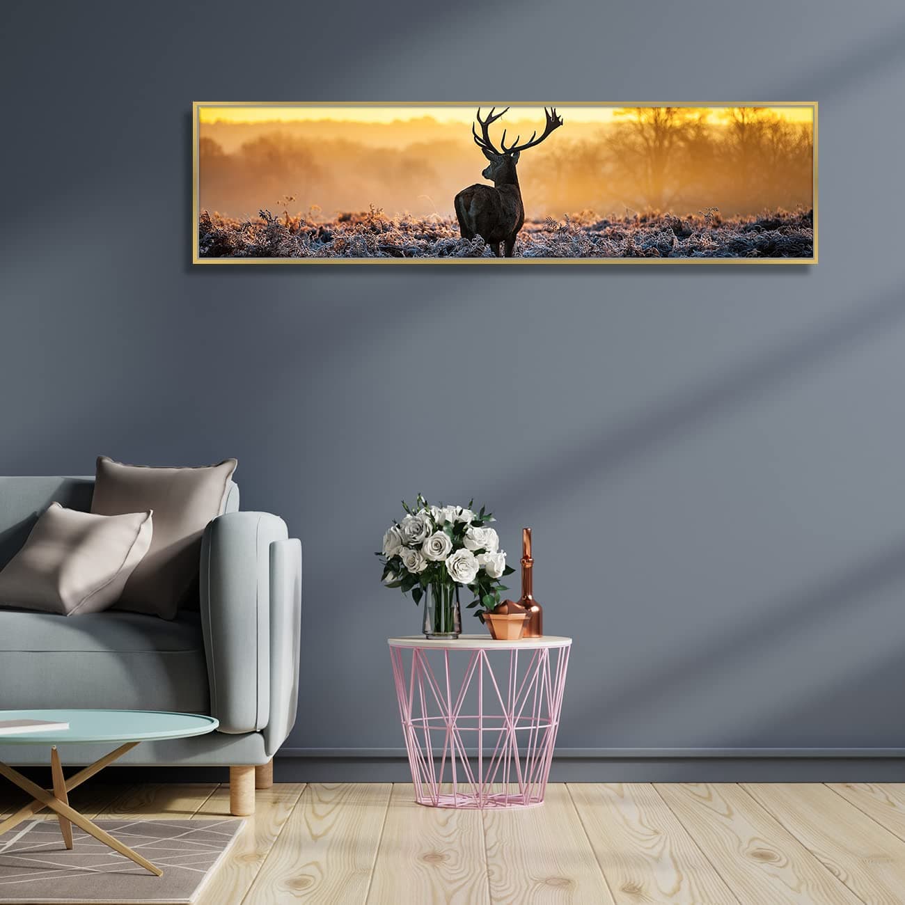 Painting Mantra Alone Dear Standing Large Canvas Painting Famed Panel Wall Art Print Framed Luxury Paintings for Home Decoration Living room Bedroom and Office Dcor Yellow 13x47 Inch