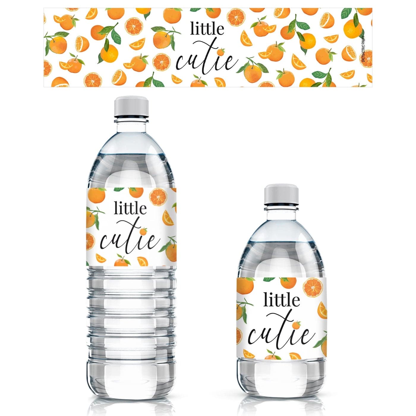 Orange Little Cutie Baby Shower Water Bottle Labels Waterproof Stickers for Water Bottles 24 Count