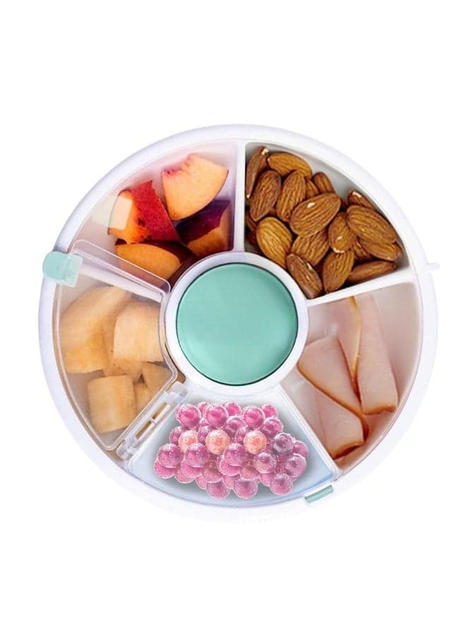 Snack Spinner Rotating Storage, Compartment Leakproof Snack Box for Kids Travel, Reusable, Spill-Free Lunch Container, Kids Snack Spinner Box with Hand Strap, Small Fruit Organiser for Home Travel