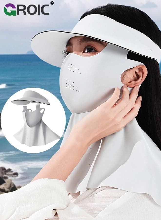 2 in1 Dividable Sun Protection Face Mask, Sun Hat Sun Protection Face Mask, Ice Silk Sunscreen Face Mask, Neck Gaiter, Breathable Face Cover for Summer Outdoor Travel