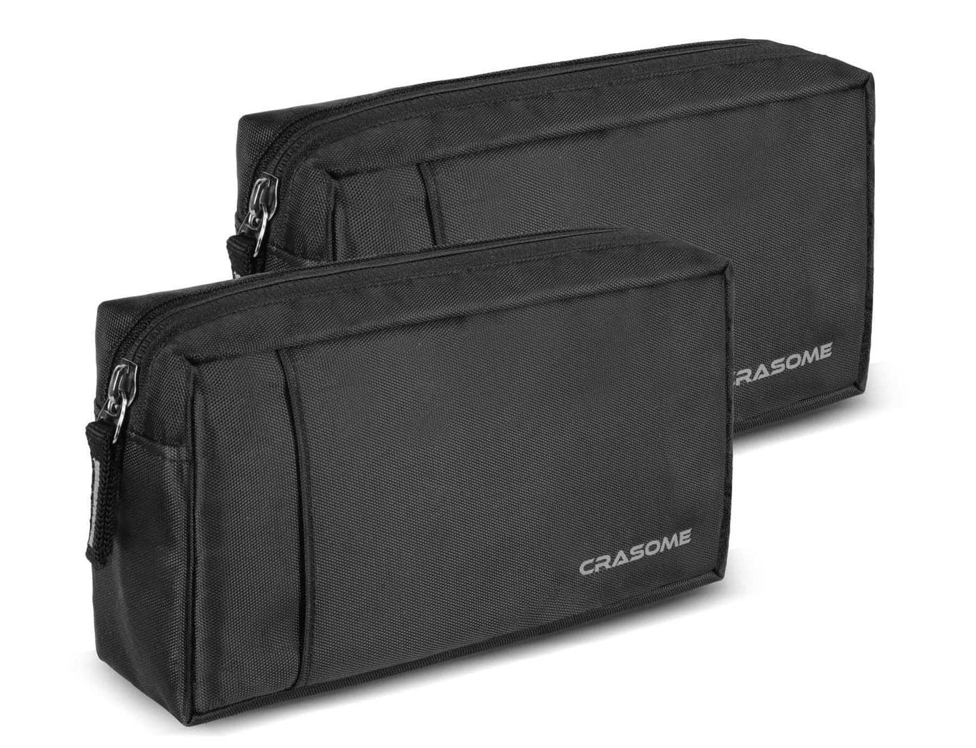 CRASOME Polyester Storage Organizer Gadget Pouch for USB Cable, Earphone, Power Bank, Charger, Hard Disk, Pen Drive, Travel Gadgets Organiser Bag, Laptop Charger Pouch (Black Pack of 2)