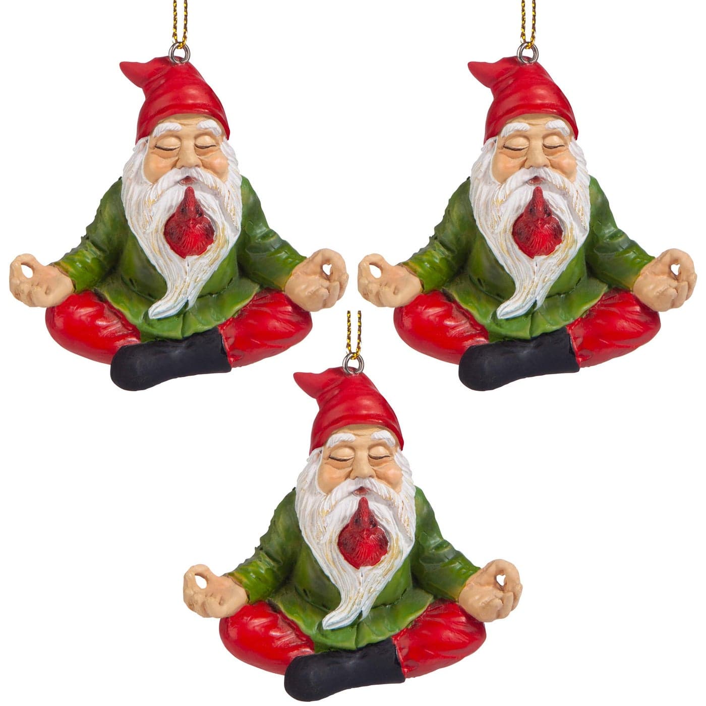 Zen Gnome Holiday Ornament Set of 3