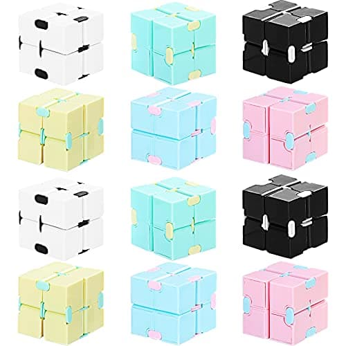 12 Pieces Mini Cube Blocks Desk Toy Magic Sensory Tool Blocks Puzzle Flip Cube for Teens Adults Birthday Favors