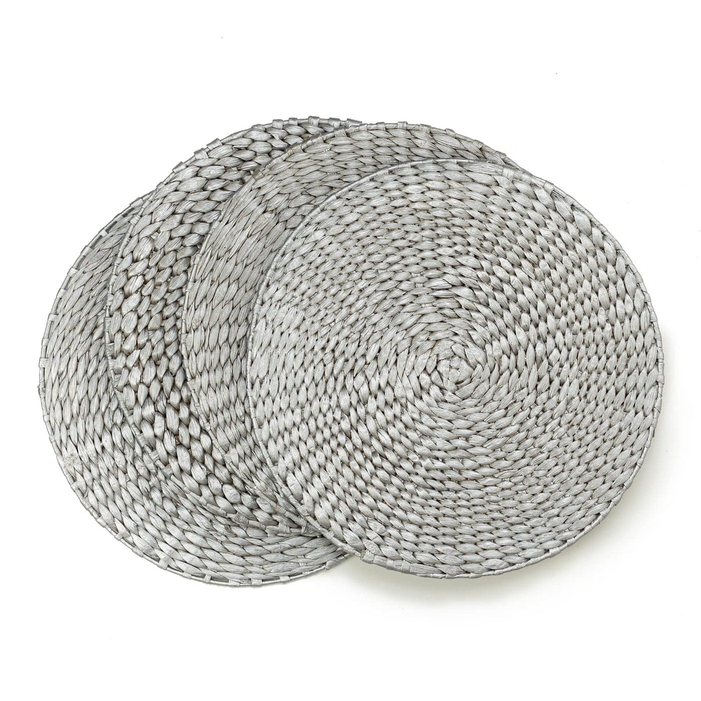 Benson Mills Water Hyacinth Braided Round Placemat Set of 4 Silver 135 Round