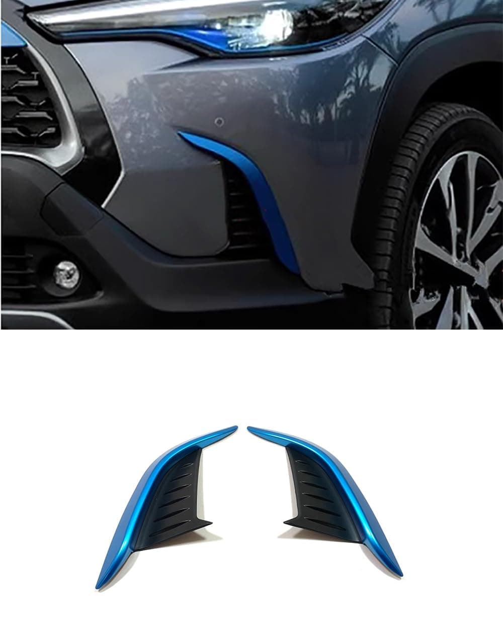 ANUNFRRE Car Accessories Fit for Toyota Corolla cross 2022-2024 ABS (Blue Black) Front Fog Light Lamp Frame 2pcs