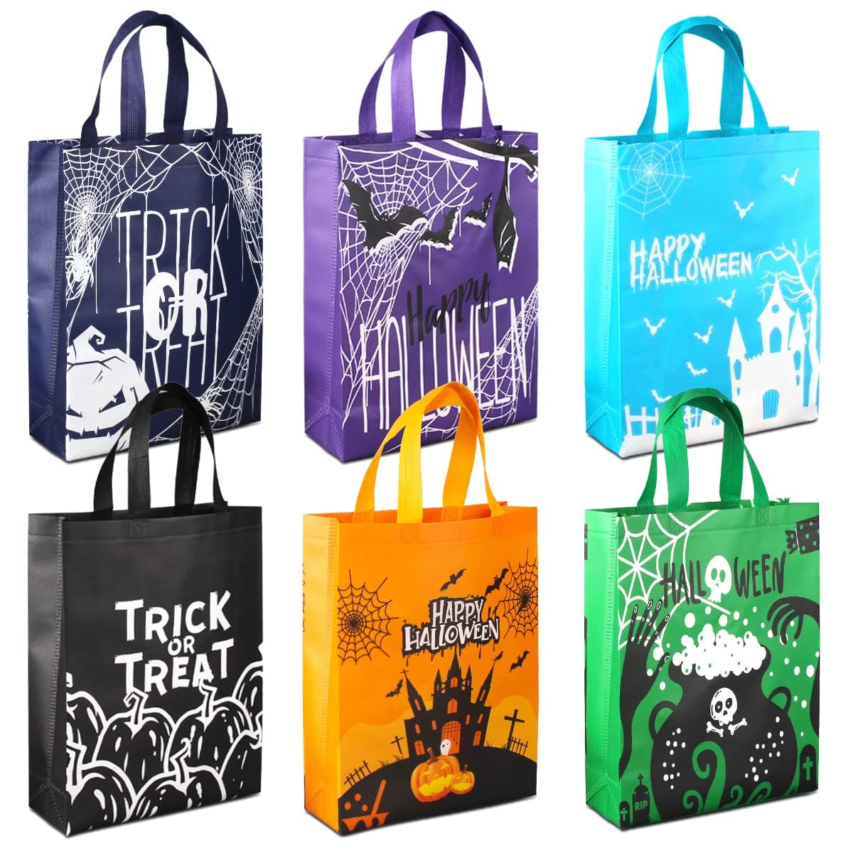 Aviski 6PCS Halloween Trick or Treat Bags NonWoven Large Gift Tote Bags with Handles for Gifts Wrapping Party Supplies 15 118 39inch