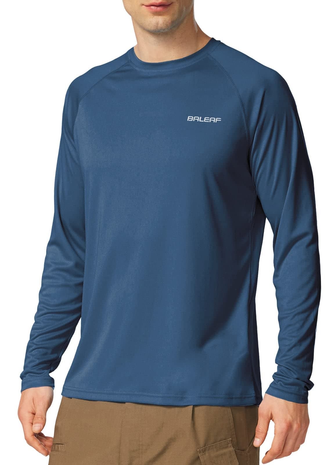 baleaf Men's Long Sleeve Swim Shirts Rash Guard UV Sun Protection SPF T-Shirts UPF 50+ Quick Dry Swimming Fishing Bluish Violet Size M