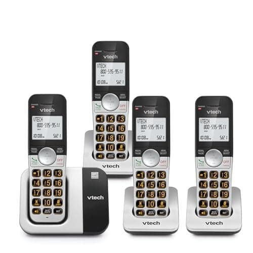 VTech DECT 60 Cordless Phone 4Handset InterferenceFree Sound Large Backlit Display Big Buttons Caller ID VG2314
