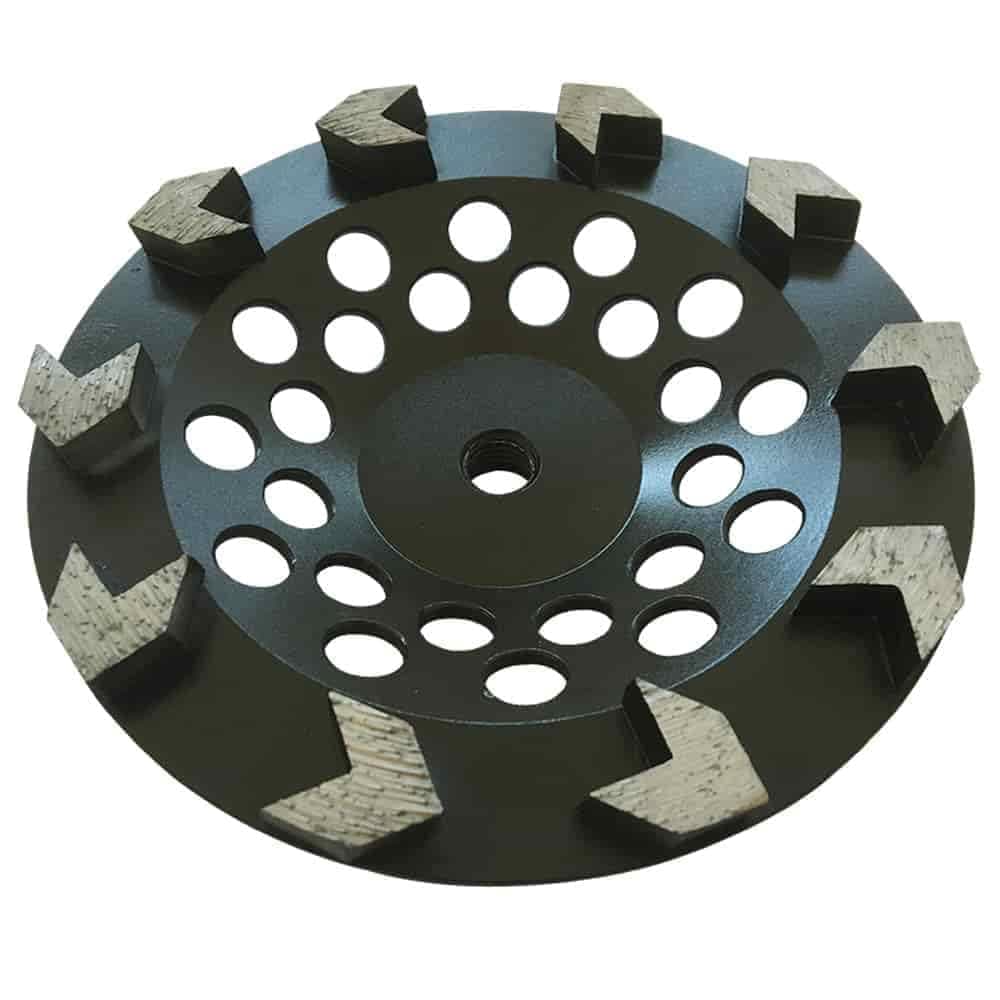 7 High Performance Diamond Grinding Wheels for Concrete Paint Epoxy Mastic Coating Removal 3040 Grit 10 Arrow Segments 5811 Arbor