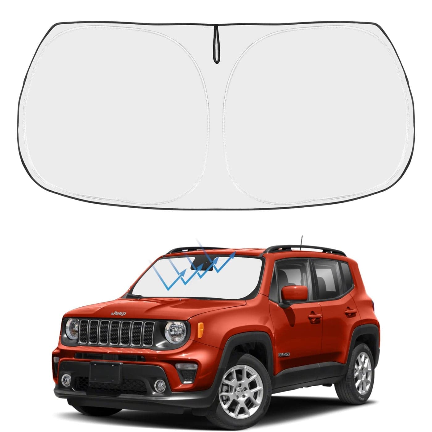 Proadsy Windshield Sun Shade for Jeep Renegade 20152024 2025 4Layer Foldable Front Sunshade Protector Sun Visor Blocks UV Rays Keep Car Cooler