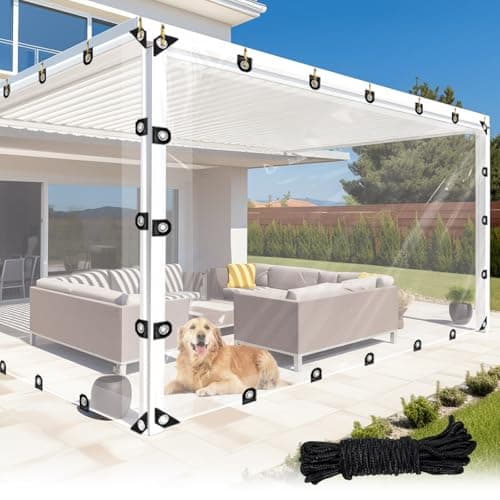 LC&QS 4x6ft Clear Tarp with Grommets, Upgraded Edge Heat Fused Tear Resistant Clear Heavy Duty Tarps, Clear Vinyl Tarps for Patio Fencing, Rain, Wind, Cold, Chicken Coops,and More(Windproof Rope)