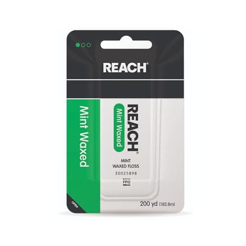 REACH Waxed Dental Floss Mint Plaque Remover for Teeth Shred Resistant Floss Slides Smoothly Easy to Use Waxed Deep Cleaning Teeth Oral Care PFAS Free for Adults Kids 1 Pack 200 yd
