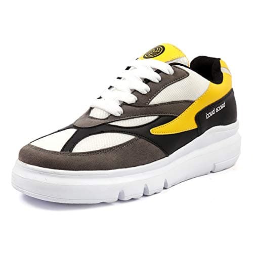 Bacca Bucci® Men's Urban Retro Blocked Fashion Sneaker/Sports for Walking, Party,Shopping,Running & Fun- Yellow:Grey, Size UK10