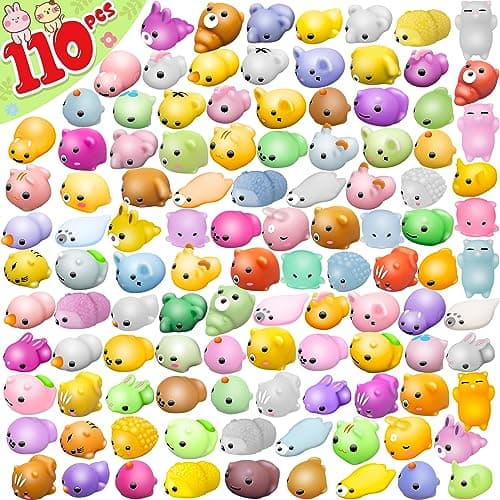 Dioju 110 Pcs Mochi Squishy Toy Mini Kawaii Squishies Bulk Sensory Fidget Toys Goody Bag Party Favors for Kids Classroom Prizes Pinata Filler Carnival Stocking Stuffers Christmas Birthday Gifts