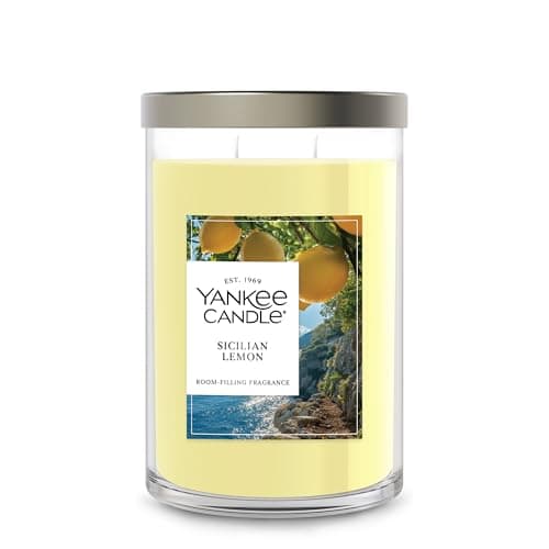 Yankee Candle Large Tumbler Scented Candle with up to 80 Hour Burn Time Premium Plant Wax Blend for Consistent Burn 20 oz Tumbler Candle with Room Filling Fragrance Sicilian Lemon