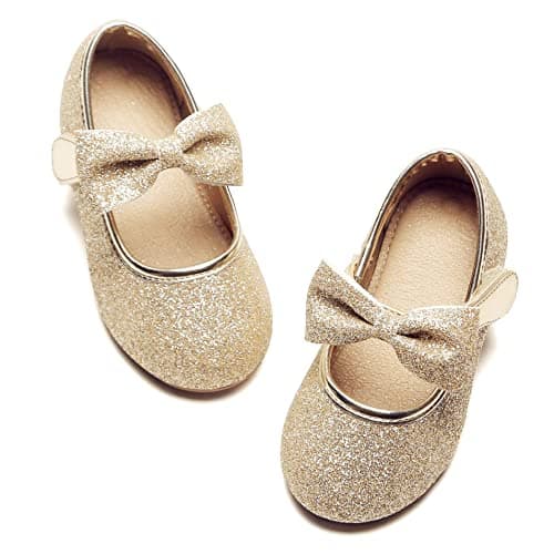 Felix & Flora Girls Mary Jane Flat Dress Shoe for Toddler Little Kid Party School (10 Toddler,Gold)