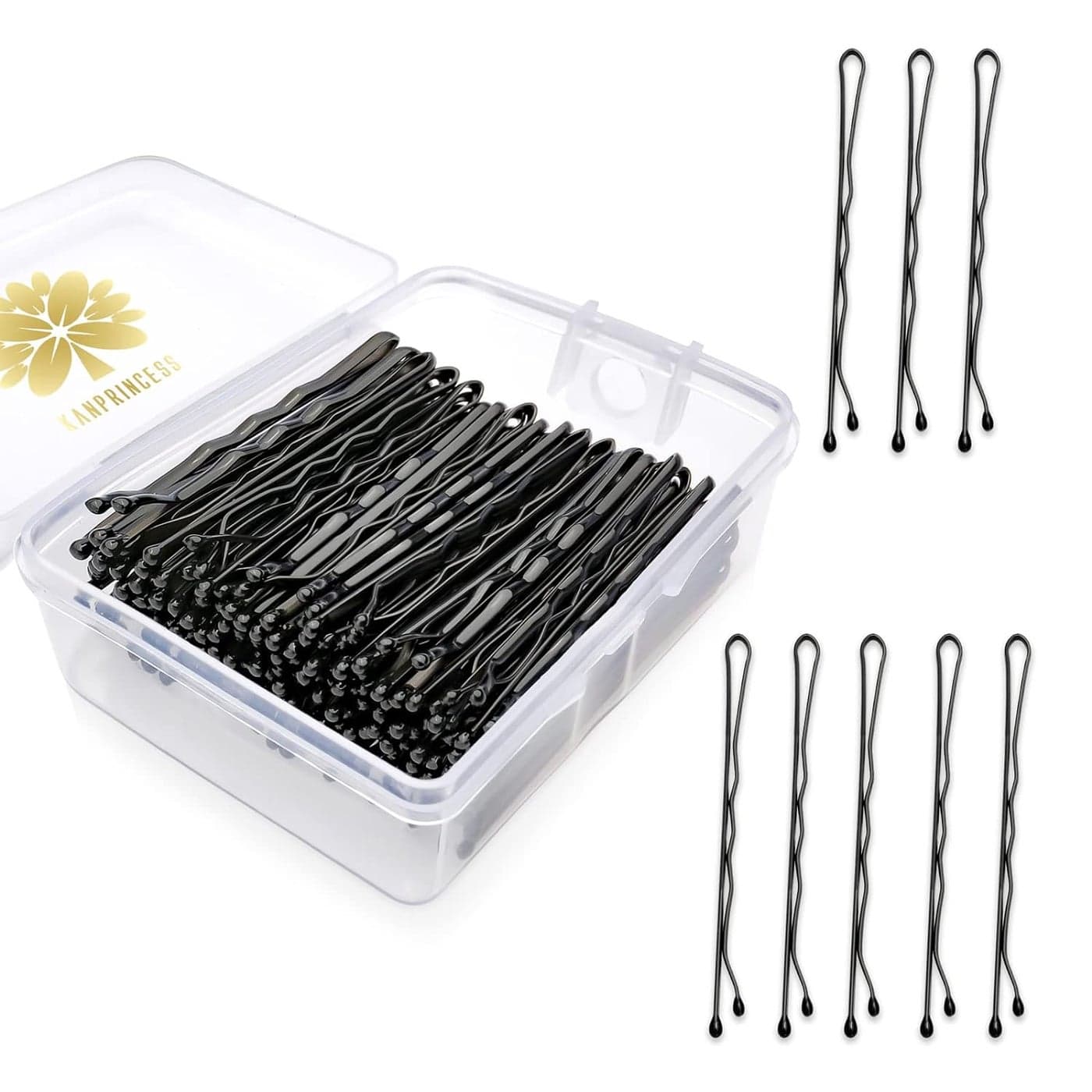 100PCS 2Inches Hair Pins Kit Secure Hold Bobby Pins Clips for Women Girls and Hairdressing Salon With Clear Storage BoxBlack