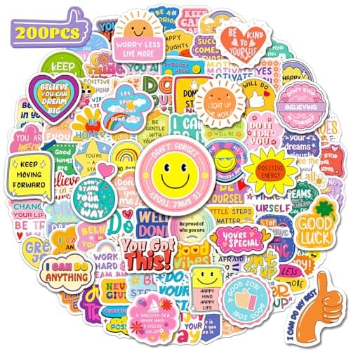 HomSeon 200 Pcs Motivational Stickers Inspirational Quotes Stickers for Kids Teens Students Adult Positive Affirmation Stickers for Water Bottle Laptop Journaling Scrapbook Supplies