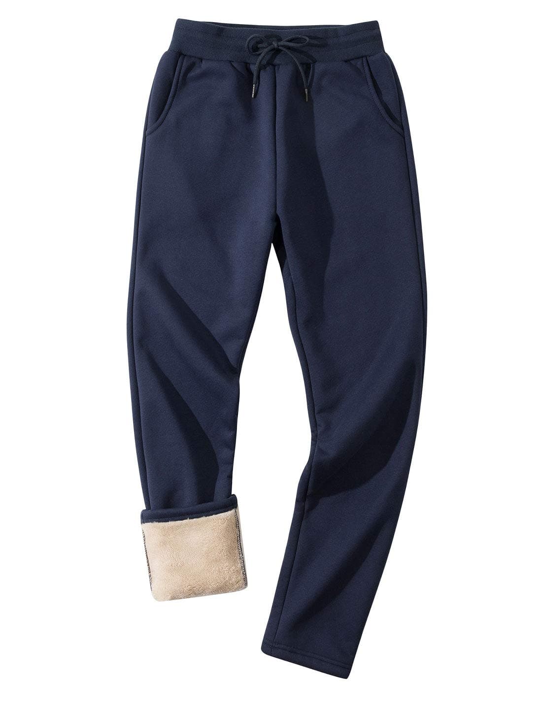 Gihuo Men's Winter Fleece Pants Sherpa Lined Sweatpants Straight Leg Active Running Sweat Pants Comfy Lounge Pants(2# Royal Blue, Large)