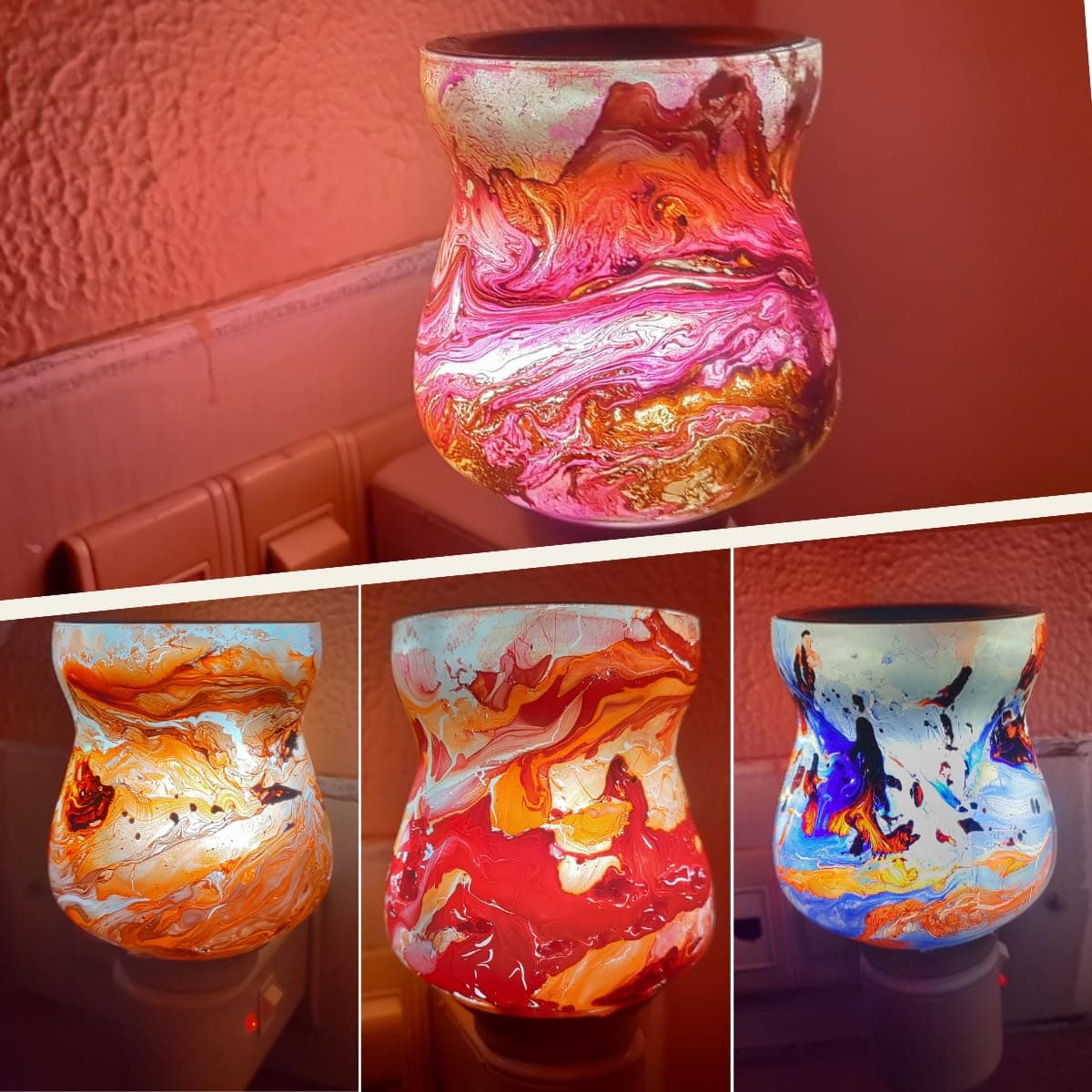 SuNZita Marble Kapoordani Electrical with Night lamp Kapoor dani Electrical with Light Camphor Diffuser OnOff Switch 2 in 1 lamp and kapoordani Pack of 1 Multi Colour Multi Design