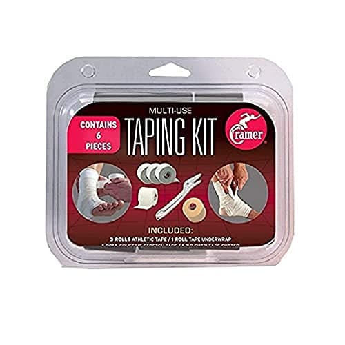 Cramer Taping Kit, Athletic Tape Kit & Supplies for Coaches & Athletic Trainers, 3 Rolls Cramer 950 Tape, 1 Roll Tape Underwrap, 1 Roll Cohesive Self-Stick Tape, 1 Tape Cutter for Removal