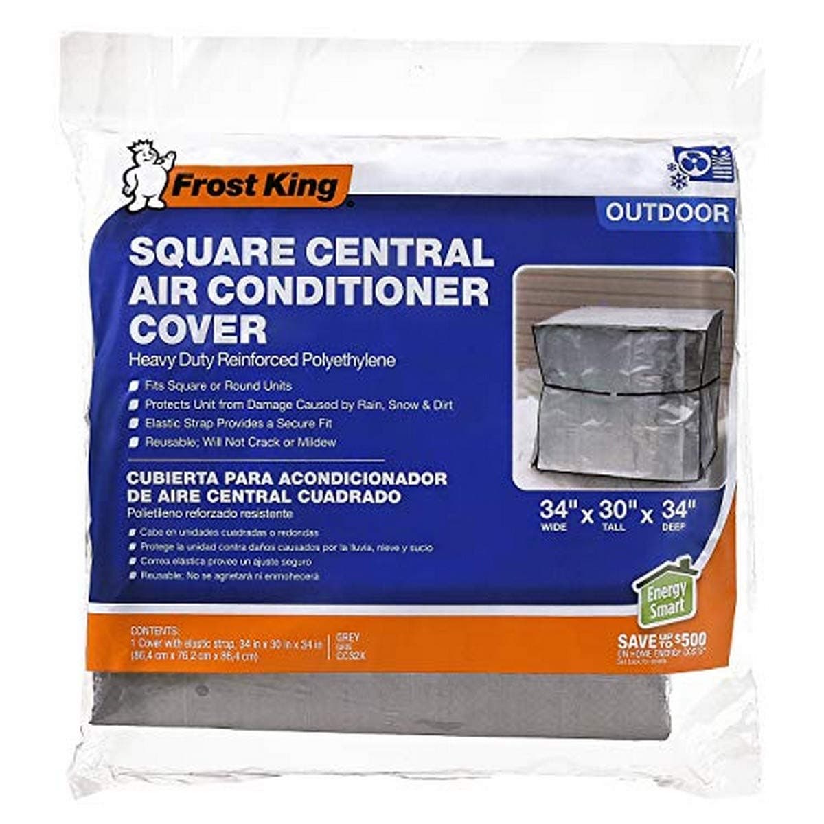 Frost King CC32XH 34x34x30 Square Central Air Conditioner Cover Heavy Duty Reinforced Polyethylene