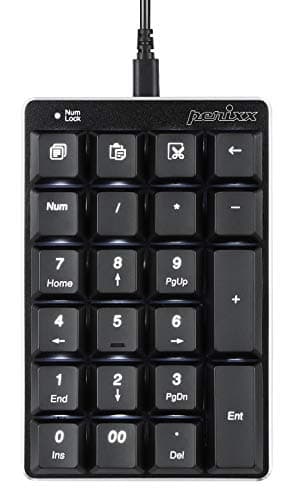 Perixx PERIPAD303B Backlit Mechanical Numeric Keypad USB Office Shortcut Keys Full Size 22 Keys Kailh Brown Switch Keys