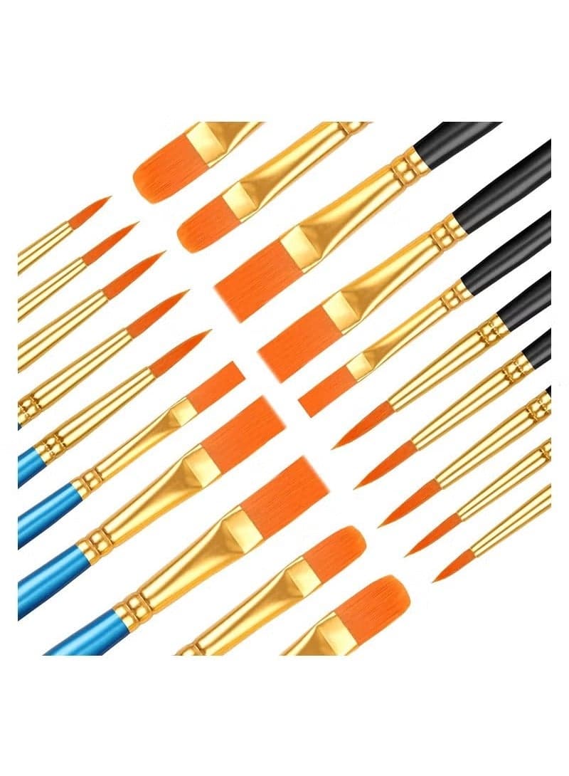 20 Pcs Paint Brushes, Paint Brush Set, Paint Brushes for Acrylic Painting, Watercolor Brushes, Acrylic Paint Brushes for Acrylic Oil Watercolor, Miniature Detailing, and Rock Painting