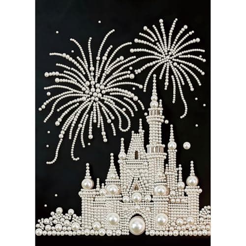 Sanjee DIY 3D Castle Pearl Art Painting Kit Beaded Art Paintings Kit Diamond Dots Beads Crystal Rhinestone Gem Art Craft for Wall Home Decor 12 16 Inches