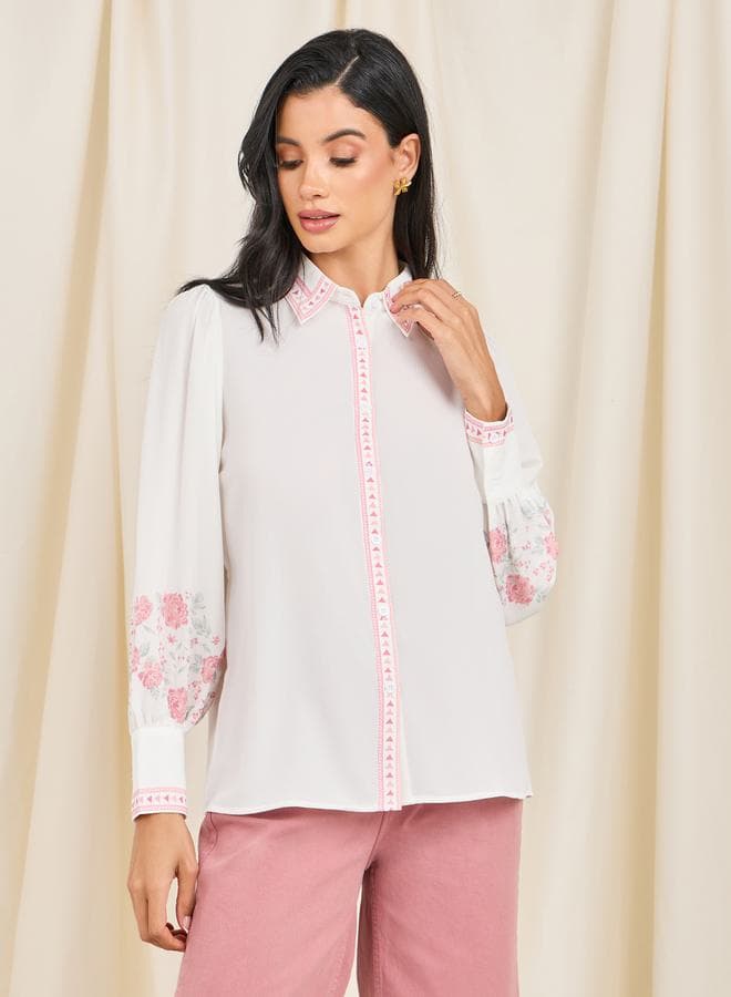 Floral Printed Relax Fit Shirt — L