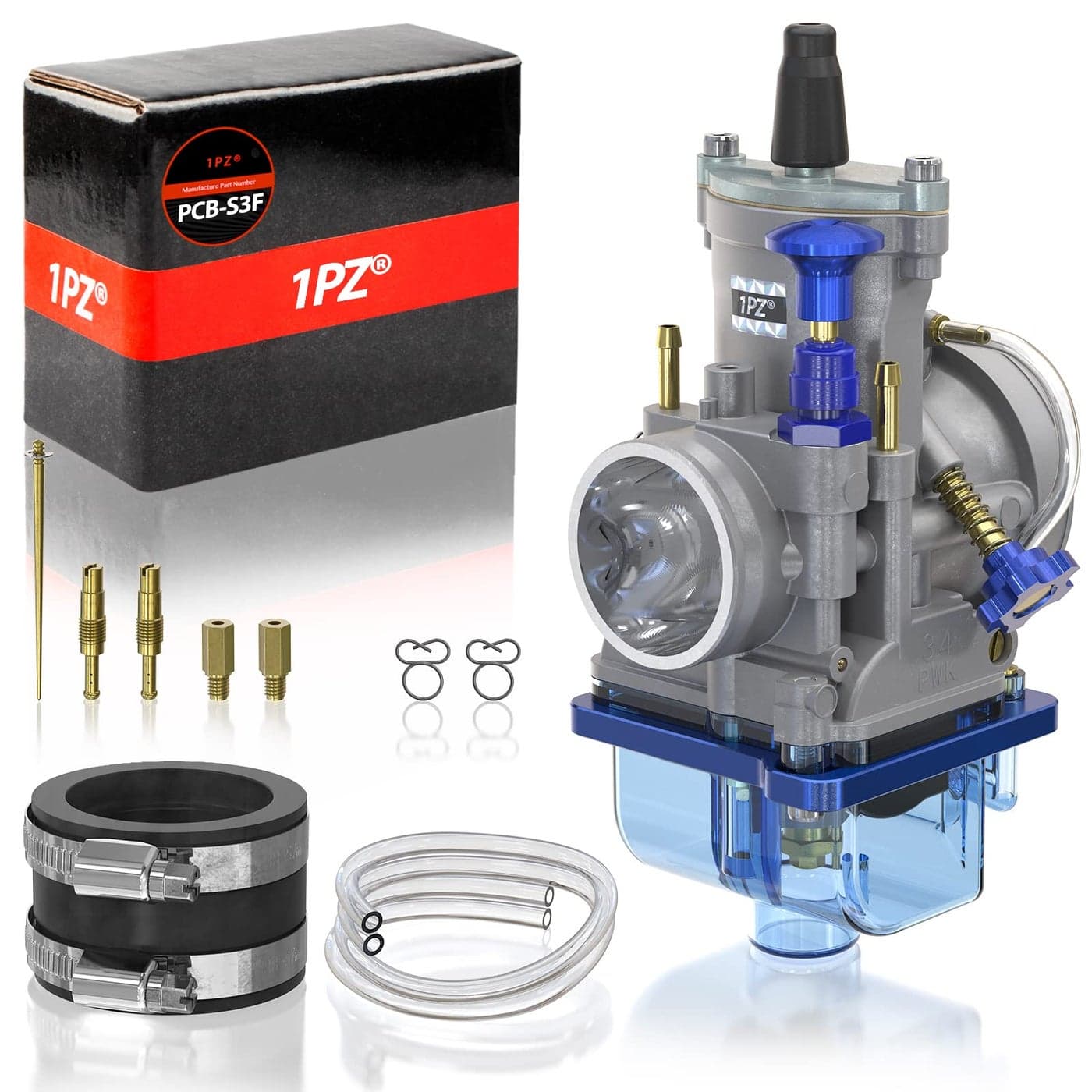 1PZ PCBS3F PWK 34MM Carburetor Racing Carb Universal 2T 4T Engine Replacement for 125cc to 250cc Dirt Bike Predator 212cc GY6 Motocross UTV ATV Quad TTR SSR Motorcycle Scooter