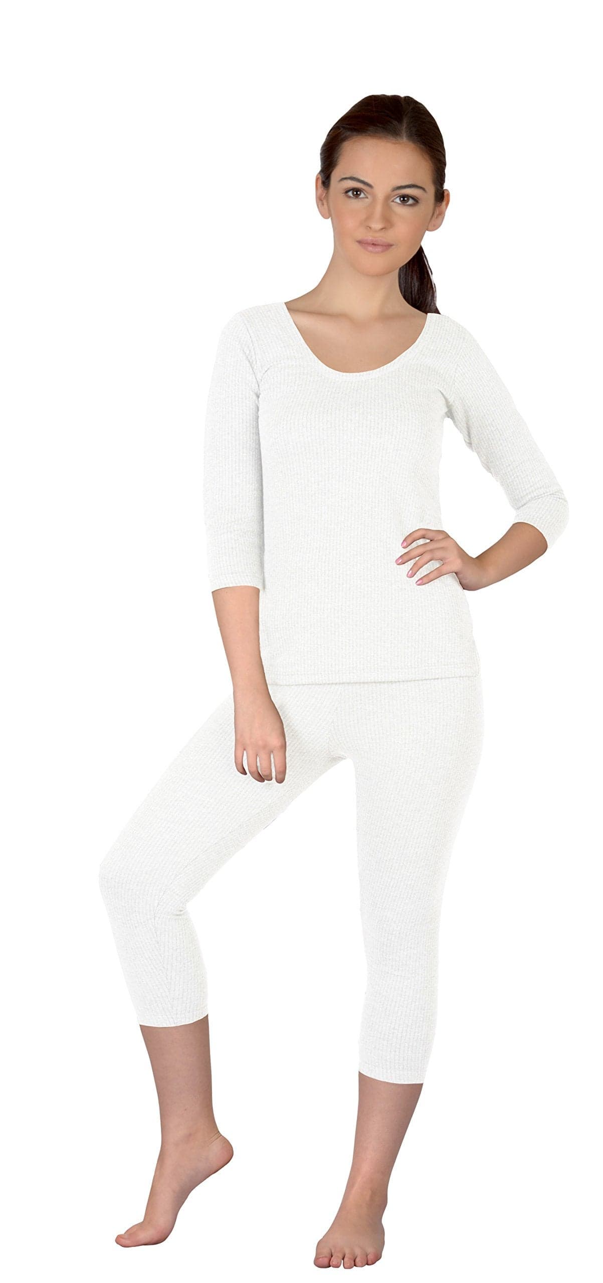 Selfcare Girls Full Sleeve Thermal Top & Pyjama Set White