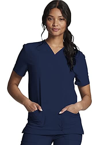 Dickies EDS Essentials Men & Women Scrubs Top V-Neck DK619, M, Navy